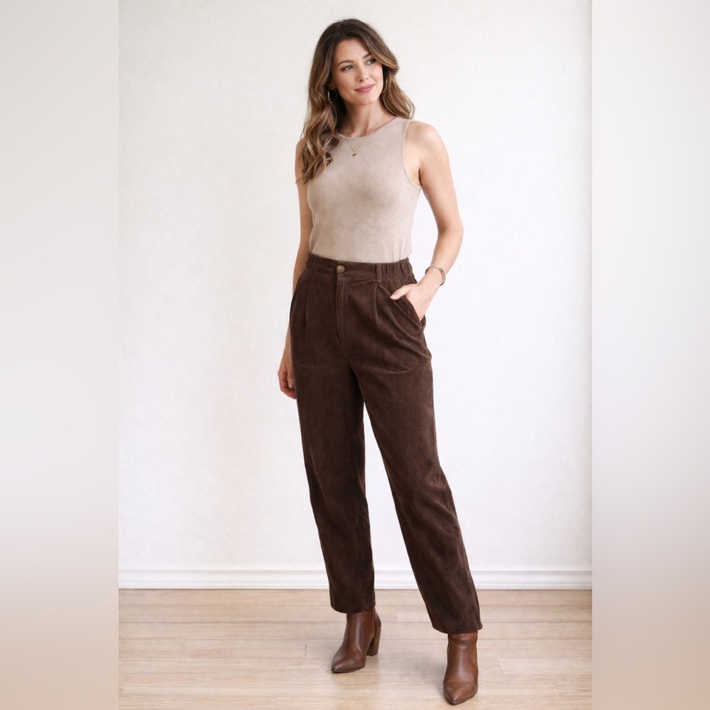 NWT Artlove High waisted Brown Corduroy Pants UK 36